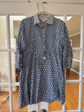 Gretchen Scott Designs Blue and White Printed Tunic Dress